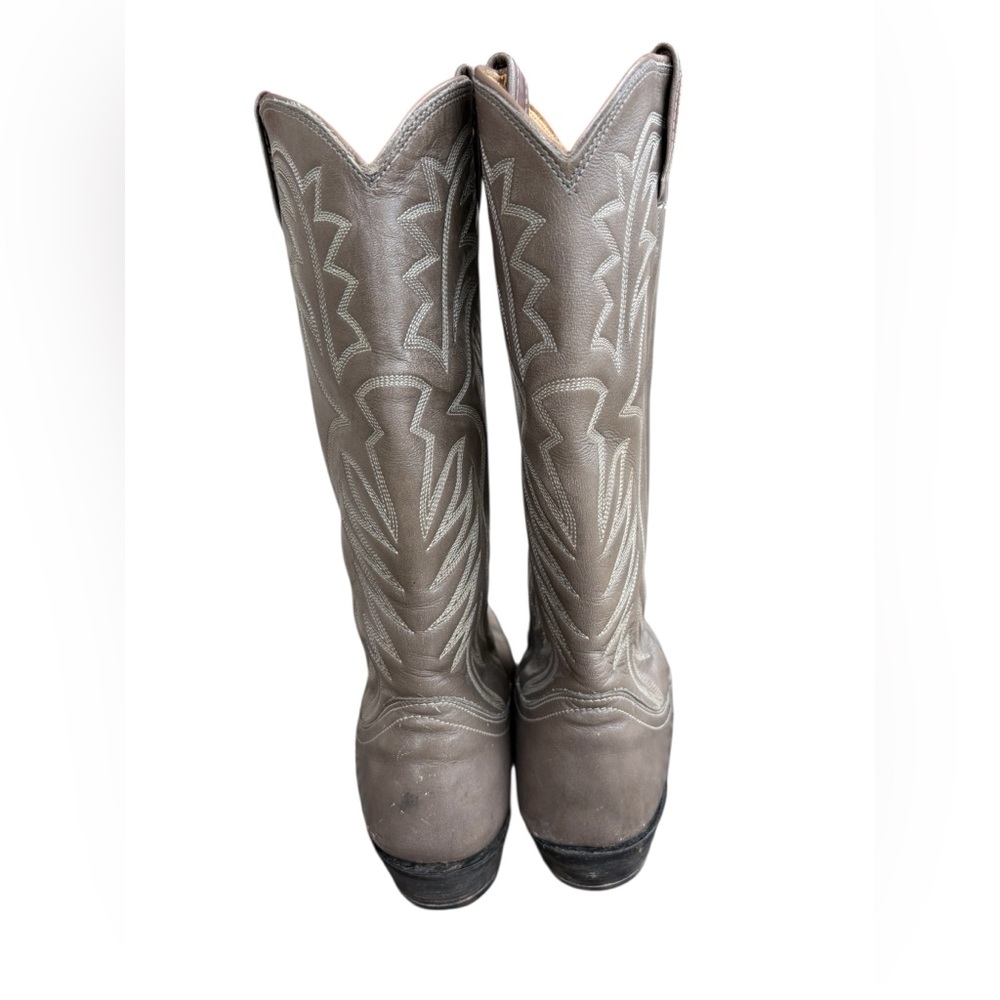 Nocona Womens Vintage grayish Leather Western Boots with Stitch Detail sz 7 used - Picture 7 of 12